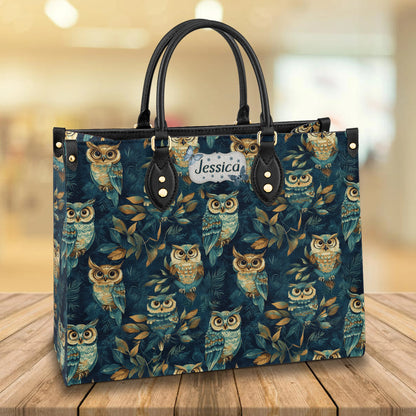 Shineful Leather Bag Personalized Nightfall Owl Symphony