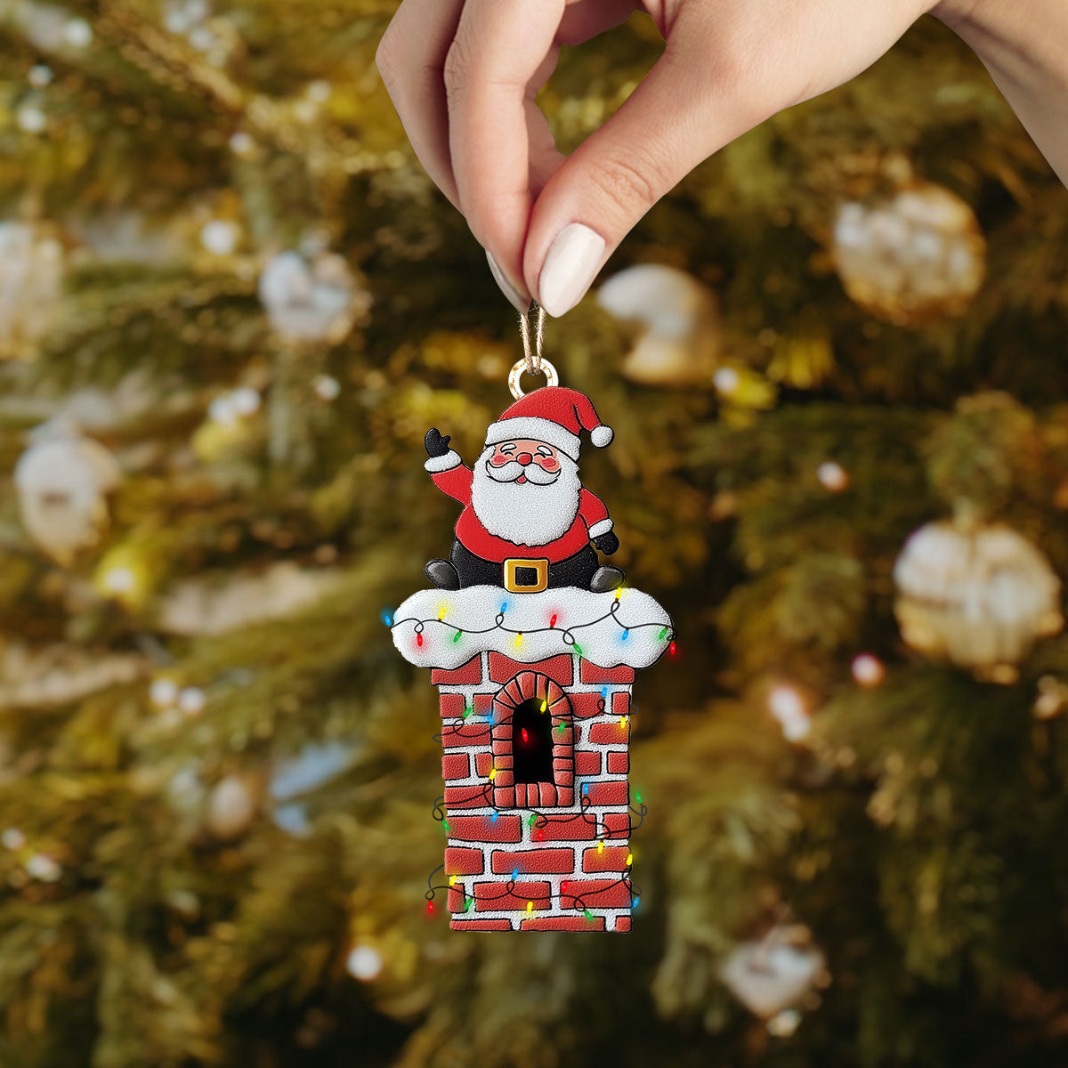 Shineful 2D Acrylic Ornament - Chimney Cheer Santa