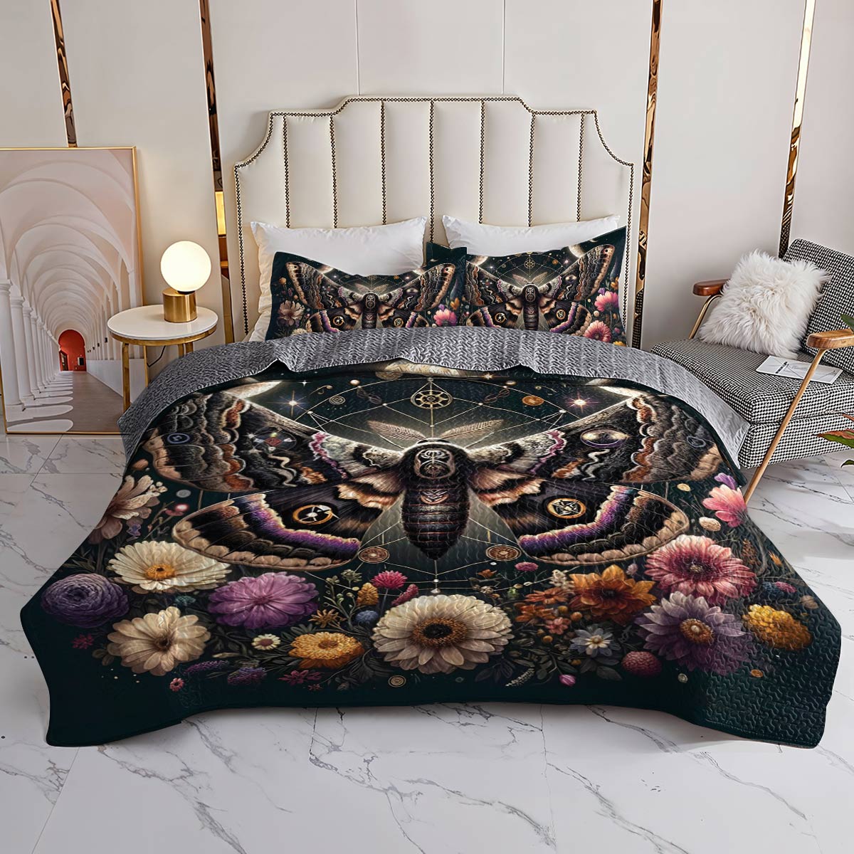 Shineful All Season Quilt 3-Piece Set Celestial Moth