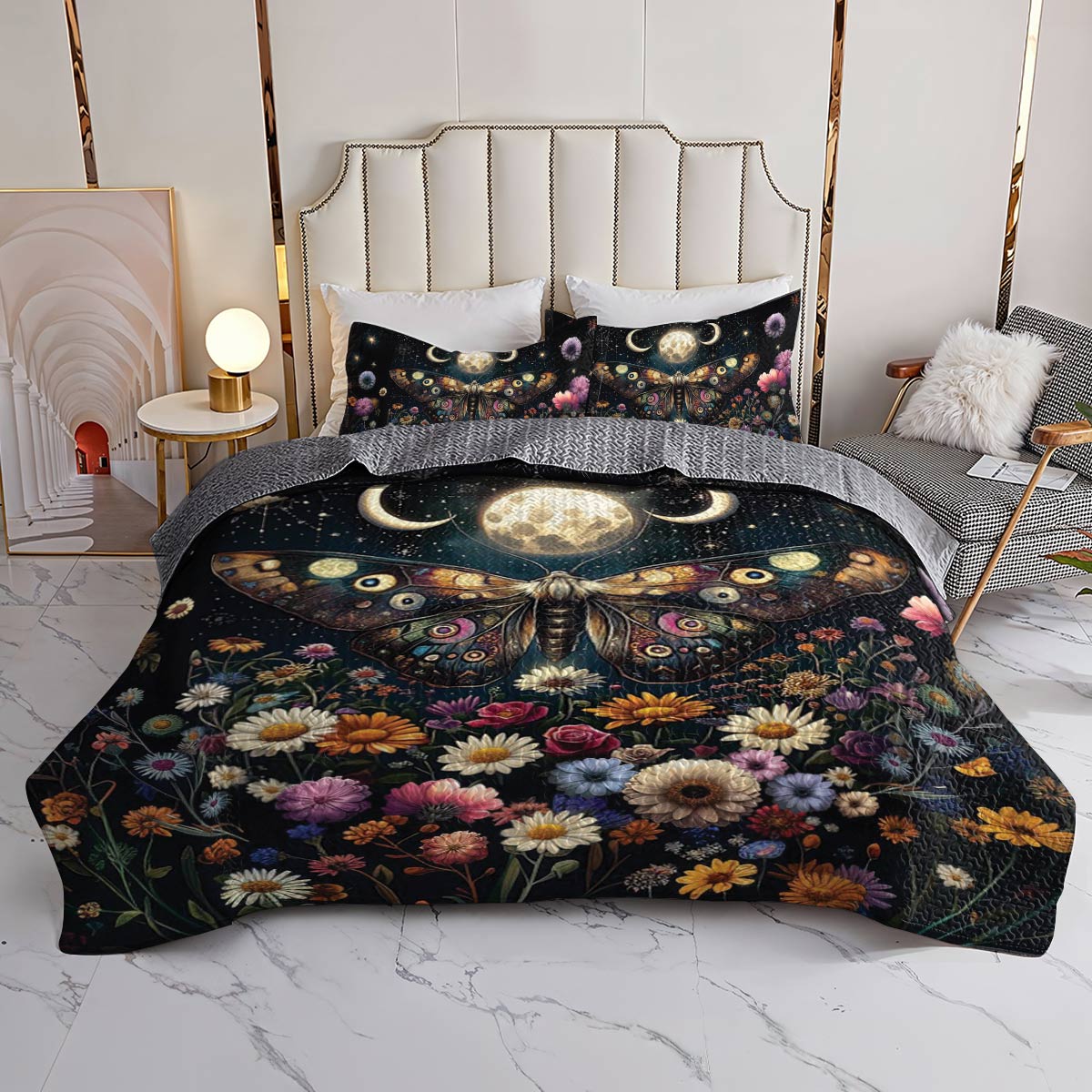 Shineful All Season Quilt 3-Piece Set Enchanted Moth