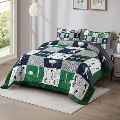 Shineful All Season Quilt 3-Piece Set Golf Patchwork