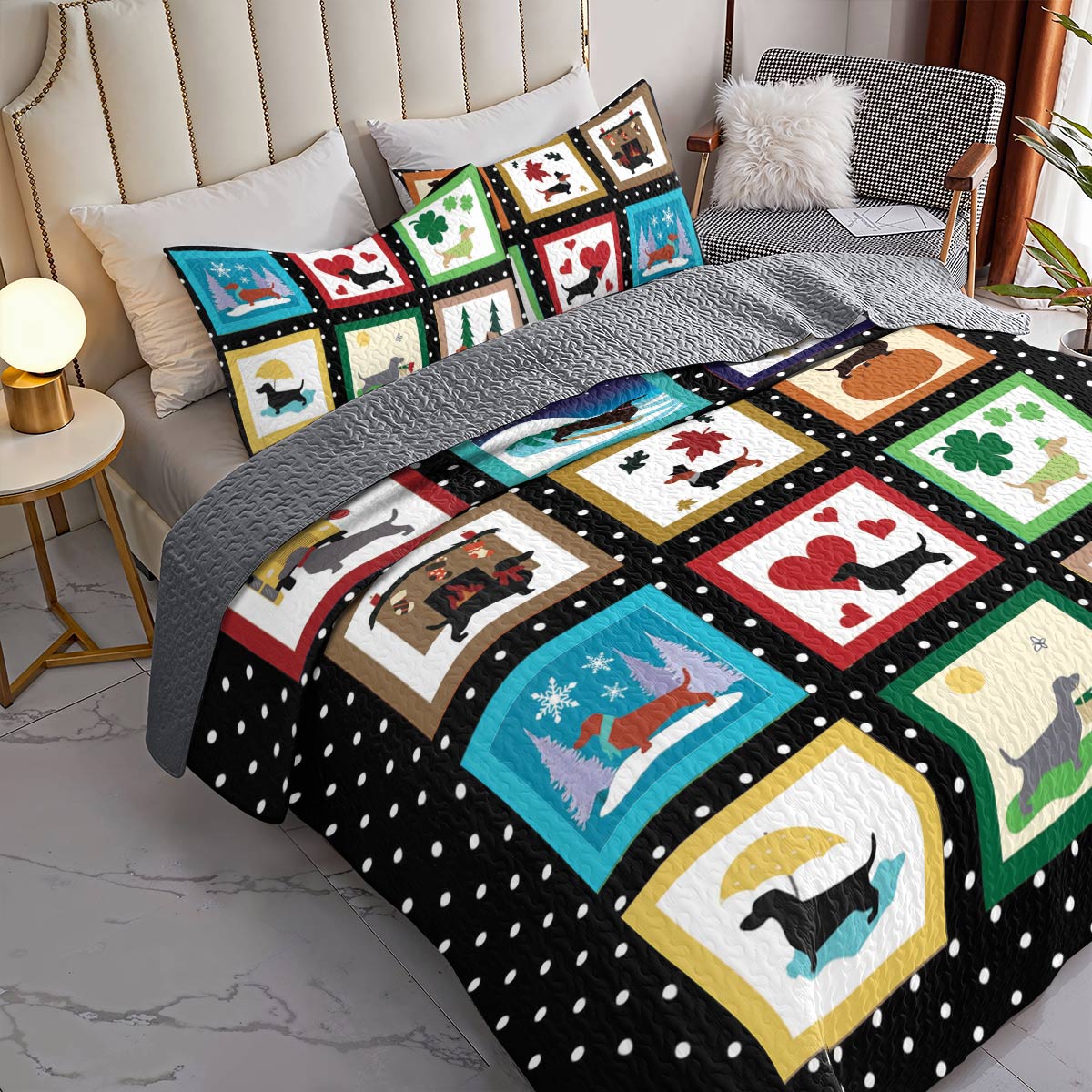 Shineful All Season Quilt 3-Piece Set Dachshund Days