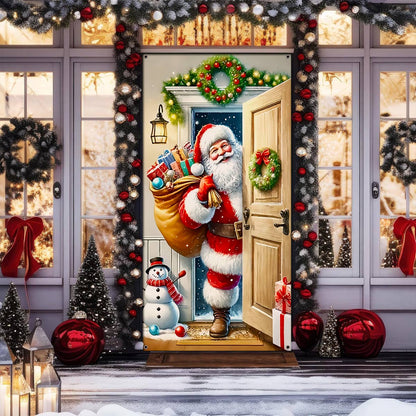 Shineful Door Cover Happy Santa Claus