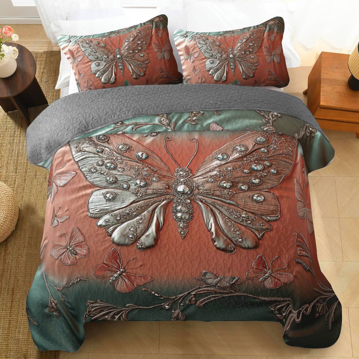 Shineful All Season Quilt 3-Piece Set Flutter Dreams