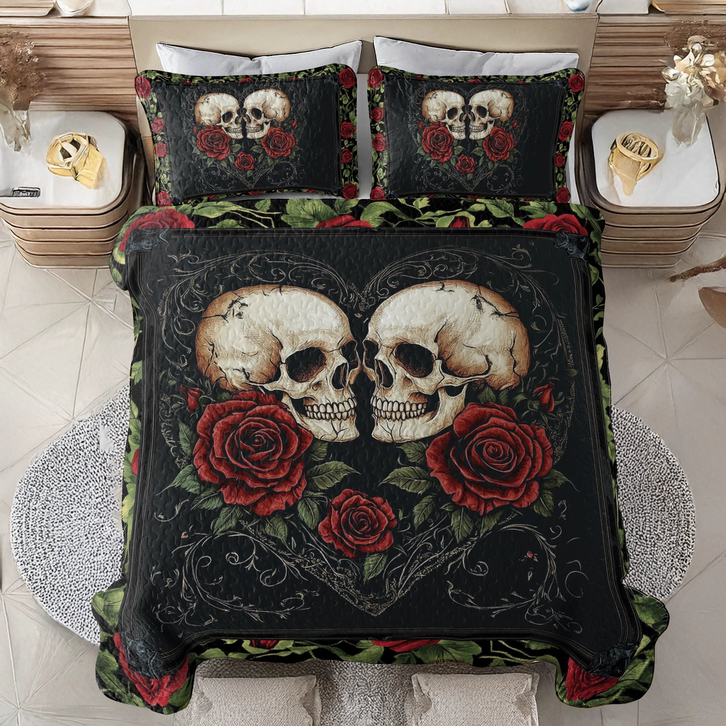 Shineful All Season Quilt 3-Piece Set - Eternal Skull Romance