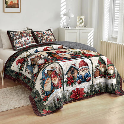 Shineful All Season Quilt 3-Piece Set - Gnome's Christmas Village