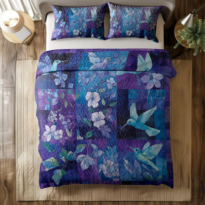 Shineful All Season Quilt 3-Piece Set - Hummingbird Garden Bliss