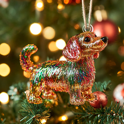 Shineful 2D Acrylic Ornament - Sparkling Dachshund Christmas