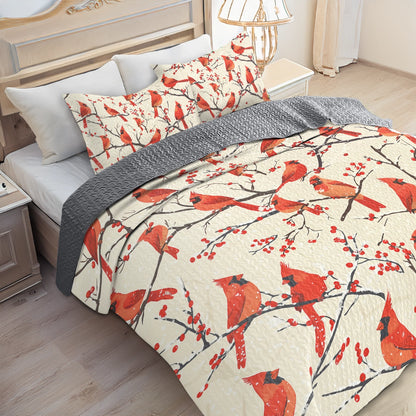 Shineful All Season Quilt 3-Piece Set - Cozy Cardinal Dreams