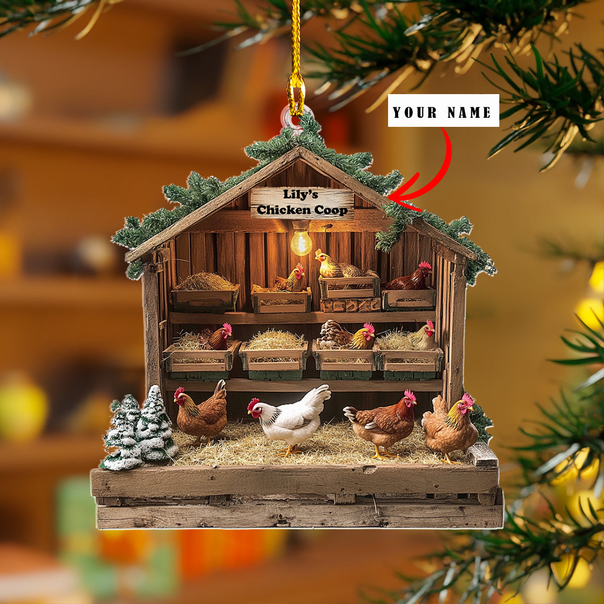 Shineful 2D Acrylic Ornament Personalized Chicken Coop