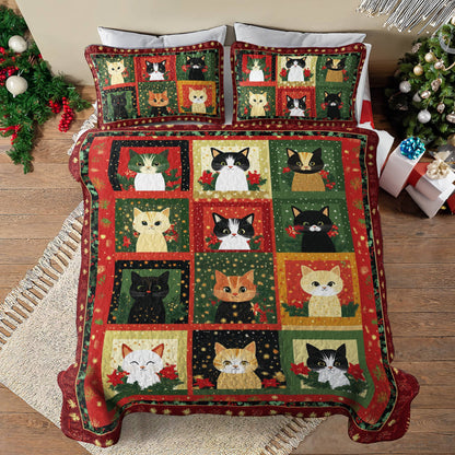 Shineful All Season Quilt 3-Piece Set Holiday Kittens