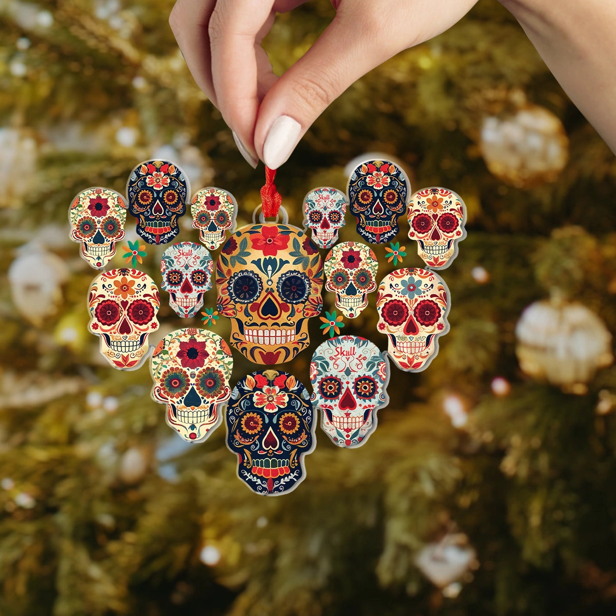 Shineful 2D Acrylic Ornament Vibrant Skull