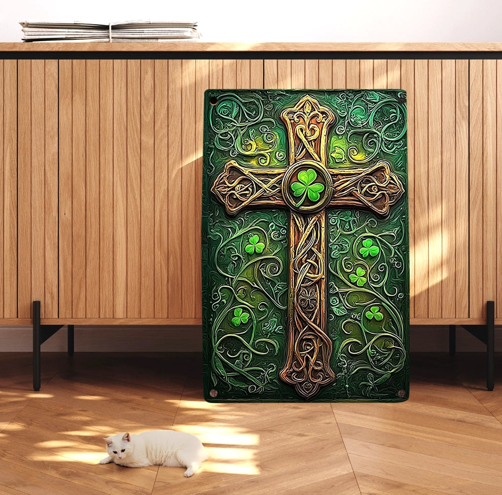 Shineful 2D Metal Sign Ancient Irish Knotwork Cross