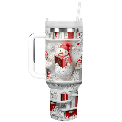 Shineful Tumbler Whimsical Snowman Book Lover