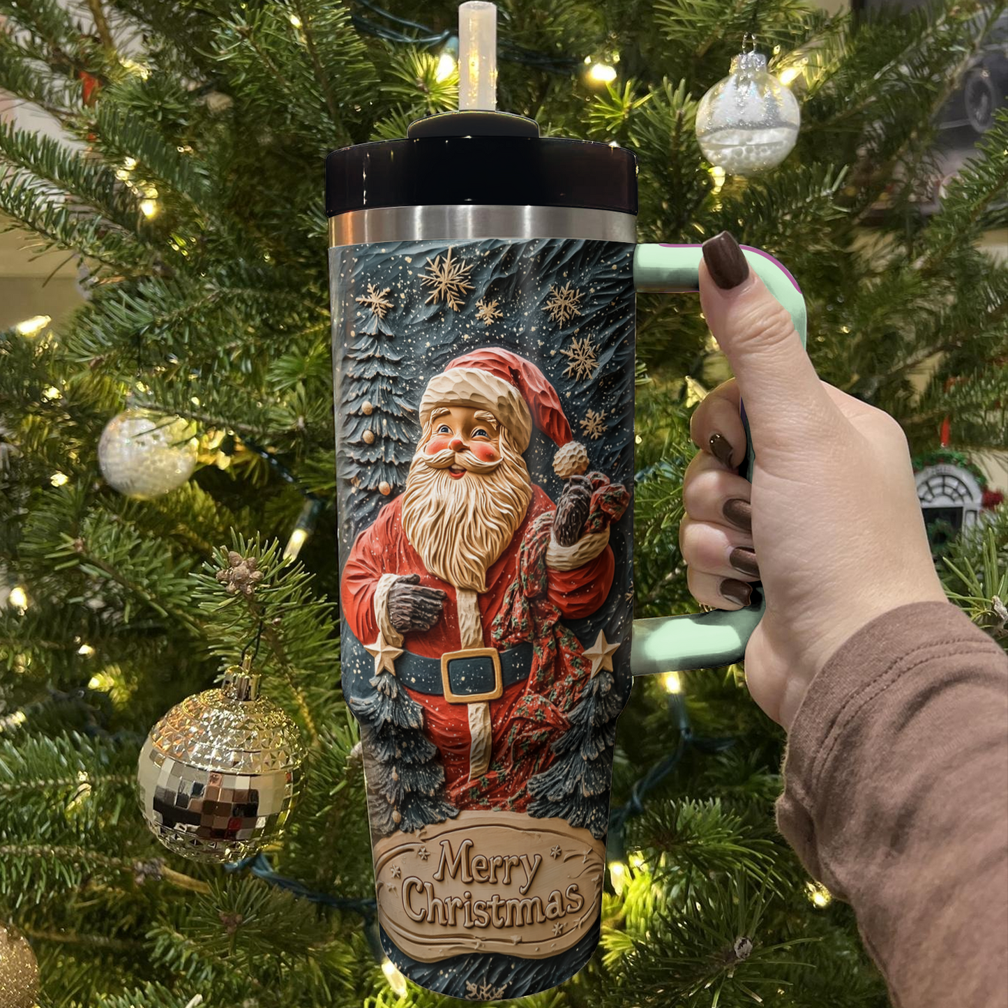 Shineful Glossy Tumbler Merry Santa Delight