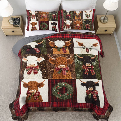 Shineful All Season Quilt 3-Piece Set - Highland Cow Cozy Patch