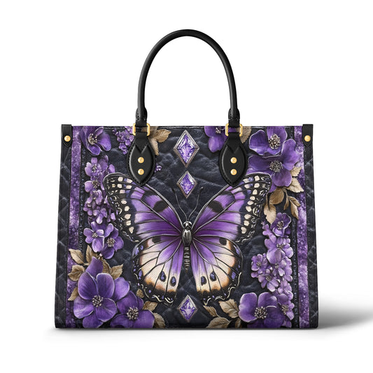 Glänzende Ledertasche Lila Whimsy Blossom