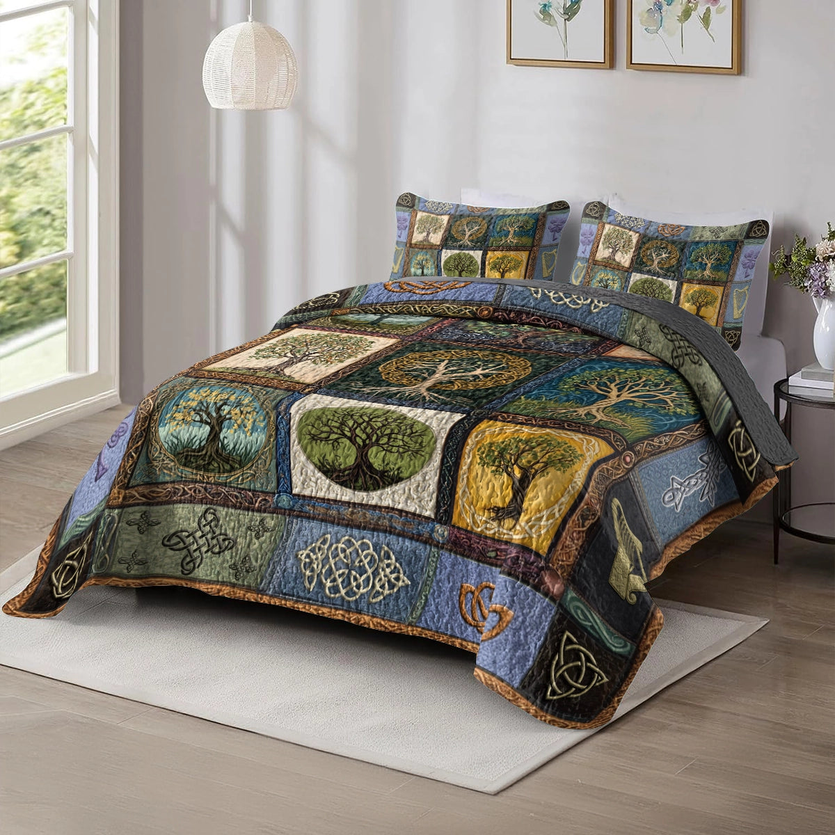 Shineful All Season Quilt 3-Piece Set Celtic Ancient Tree of Life