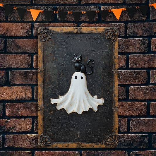 Shineful 2D Metal Sign Spooktacular Kitty Ghost