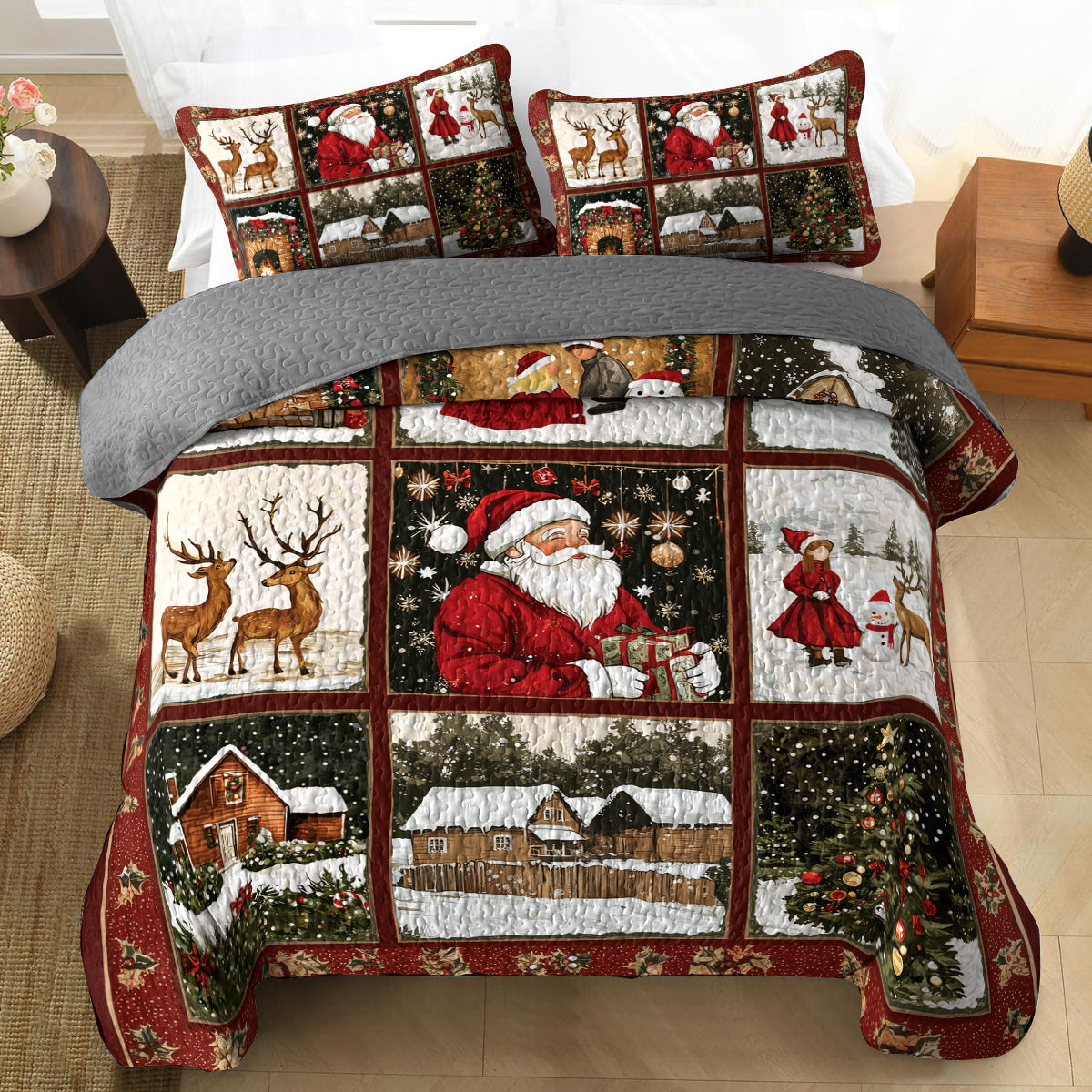 Shineful All Season Quilt 3-Piece Set - Happy Christmas Holiday