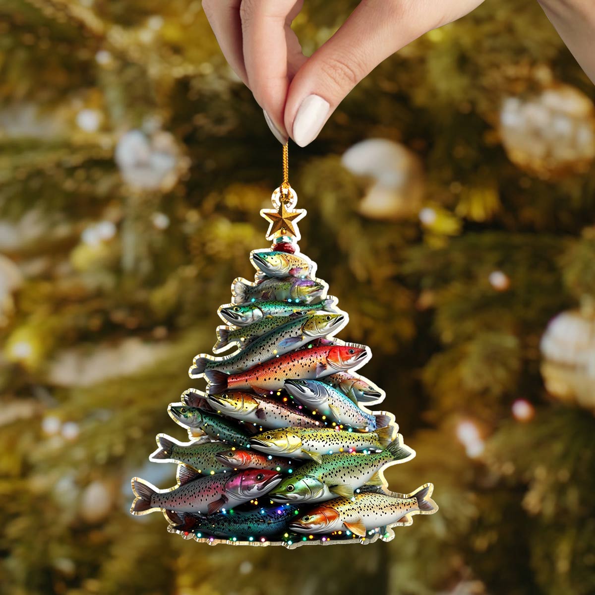 Shineful 2D Acrylic Ornament Amazing Trout Christmas Tree