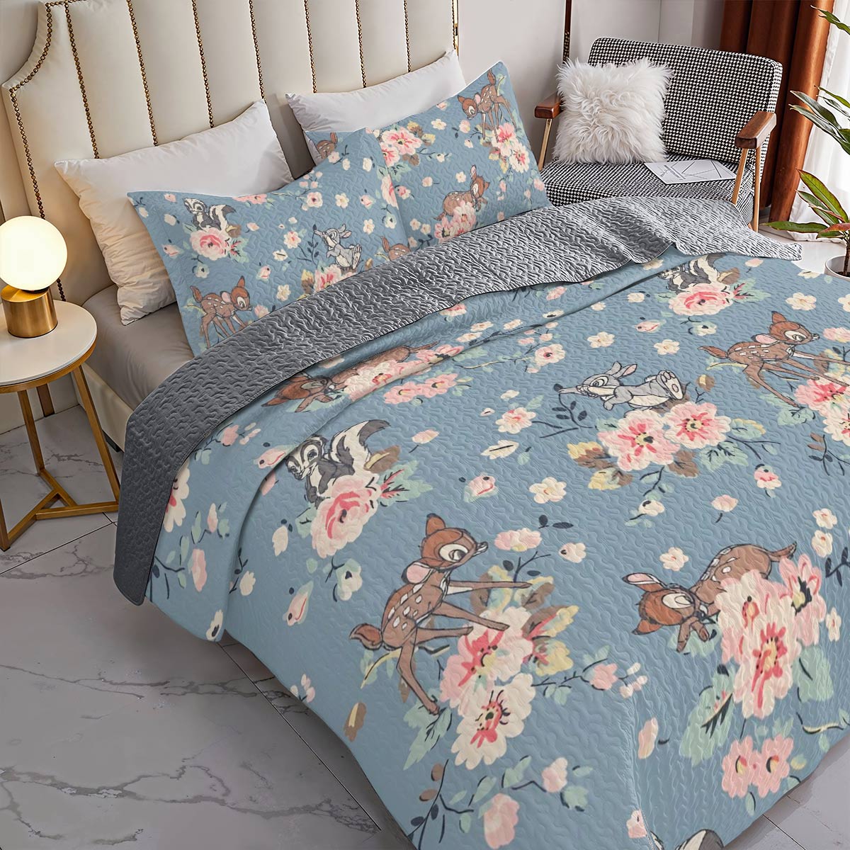 Shineful All Season Quilt 3-Piece Set Bambi Blue