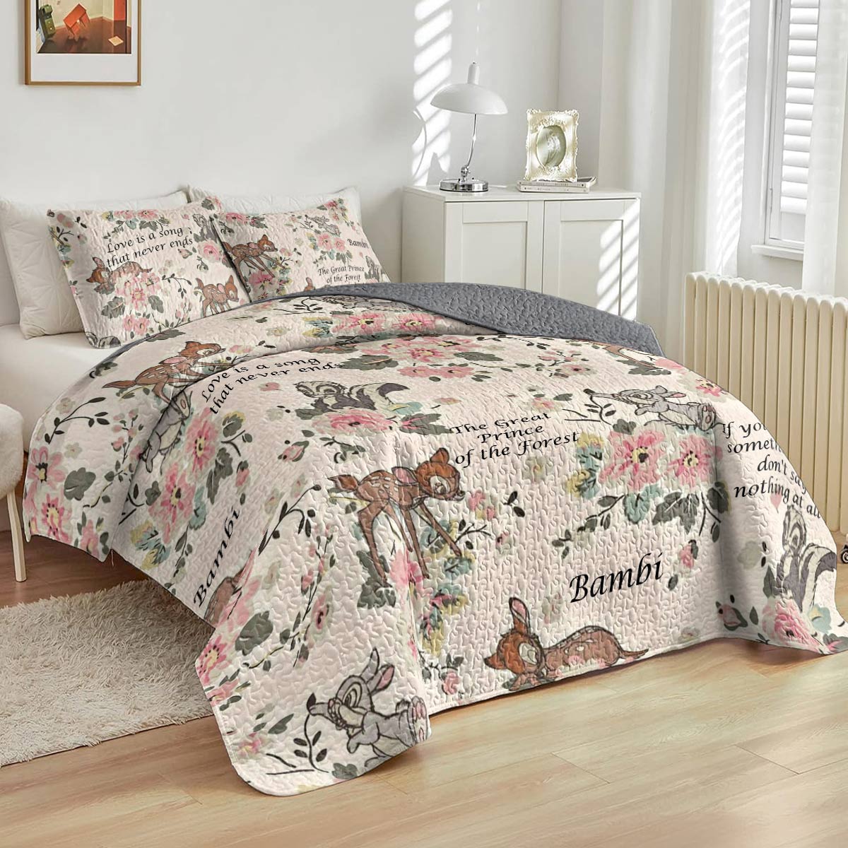 Shineful All Season Quilt 3-Piece Set Love Bambi