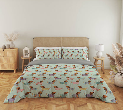 Shineful 3 Pieces Duvet Cover Set Colorful Dachshunds