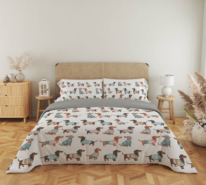 Shineful 3 Pieces Duvet Cover Set Playful Dachshunds