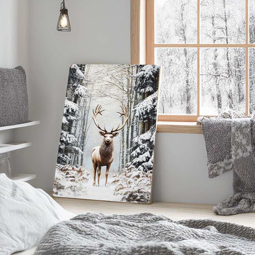 Shineful 2D Metal Sign - Majestic Stag In Winter Forest