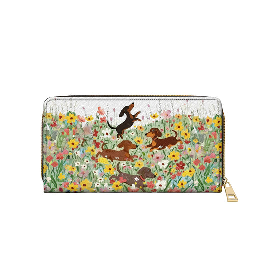 Pochette en cuir brillant avec dragonne et poignée Motif jardin de fleurs traditionnel