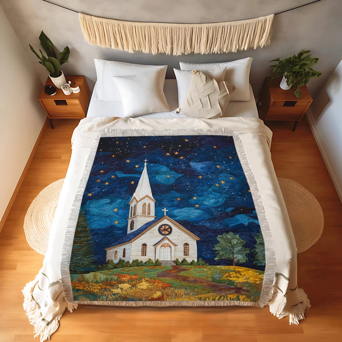 Shineful Woven Tapestry Throw Blanket God Starlight Sanctuary