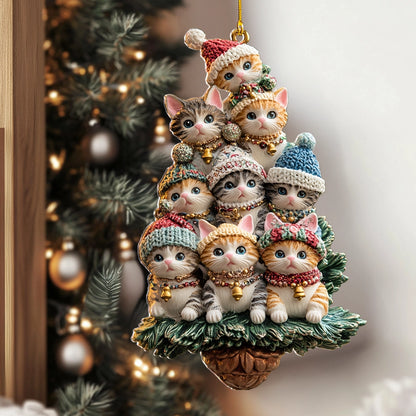 Shineful 2D Acrylic Ornament Kitten Cozy Tree