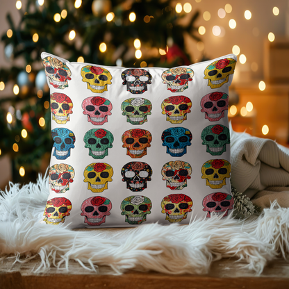 Shineful 2D Print Cushion Cover, Pillowcase, Pillows Covers - Colorful Sugar Skull Roses