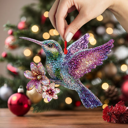 Shineful 2D Acrylic Ornament Twilight Bloom Hummingbird