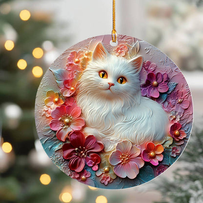 Shineful 2D Acrylic Ornament Floral Cat