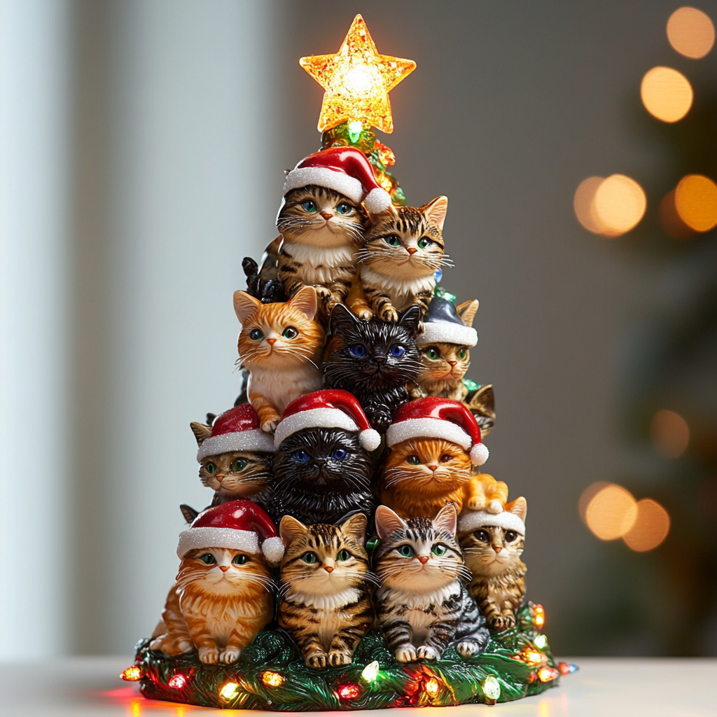 Shineful 2D Acrylic Ornament Cat Christmas Tree