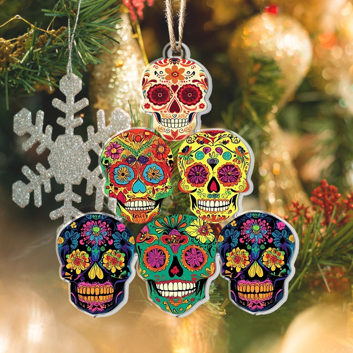 Shineful 2D Acrylic Ornament Colorful Skull