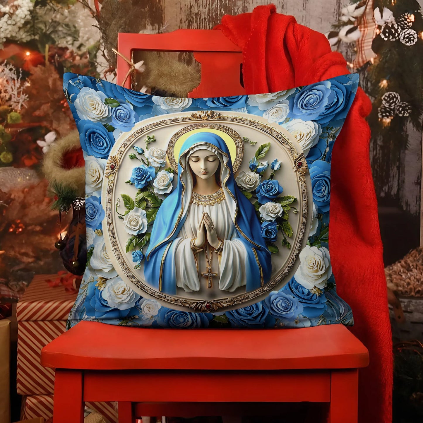 Shineful 2D Print Cushion Cover, Pillowcase, Pillows Covers - Peaceful Virgin Mary Roses