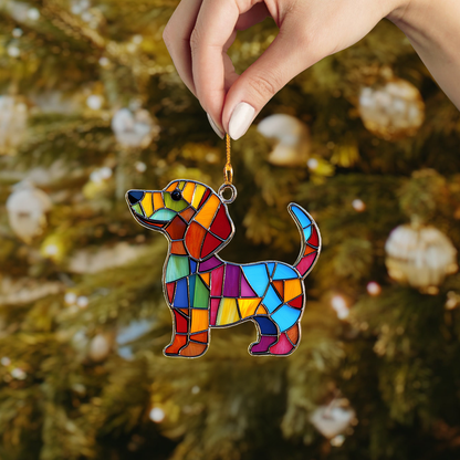 Shineful 2D Acrylic Ornament - Stained Glass Dachshund