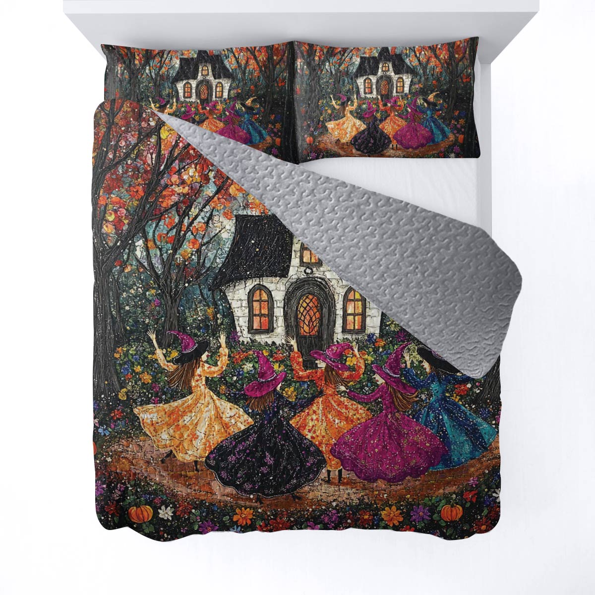 Shineful All Season Quilt 3-Piece Set Dancing Witches