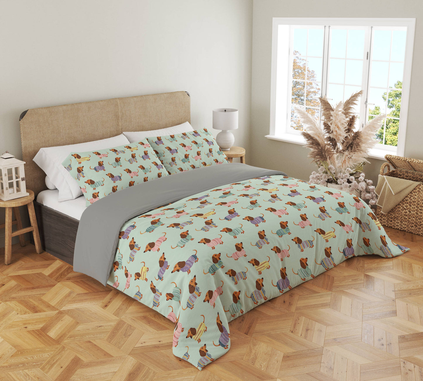 Shineful 3 Pieces Duvet Cover Set Colorful Dachshunds