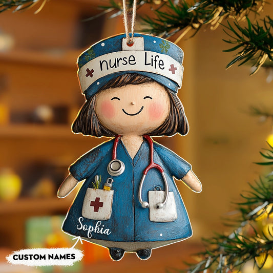 Glänzendes 2D Acryl Ornament Personalisiert Krankenschwester Leben