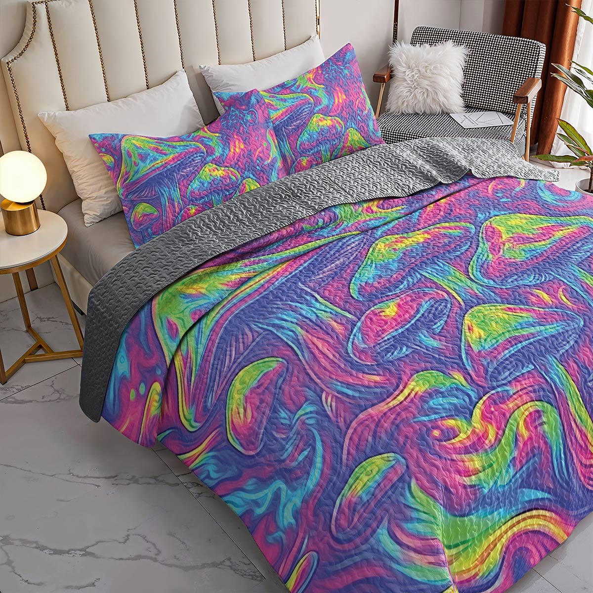 Shineful All Season Quilt 3-teiliges Set - Dreamscape Psychedelic Mushroom 