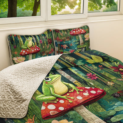 Shineful All Season Quilt 3-Piece Set Froggie's Forest