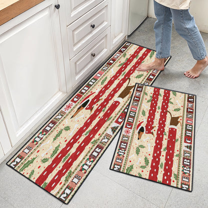 Tapis de sol antidérapant ultra fin Shineful, tapis de cuisine, motif teckel ludique de Noël