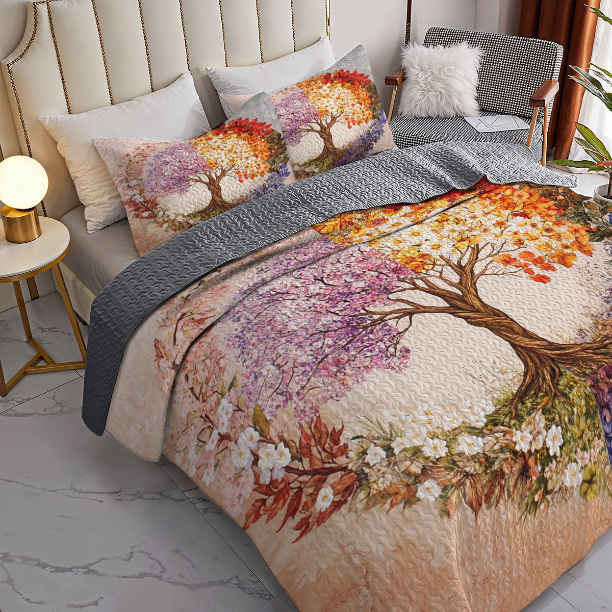 Shineful All Season Quilt 3-Piece Set Four Seasons Tree