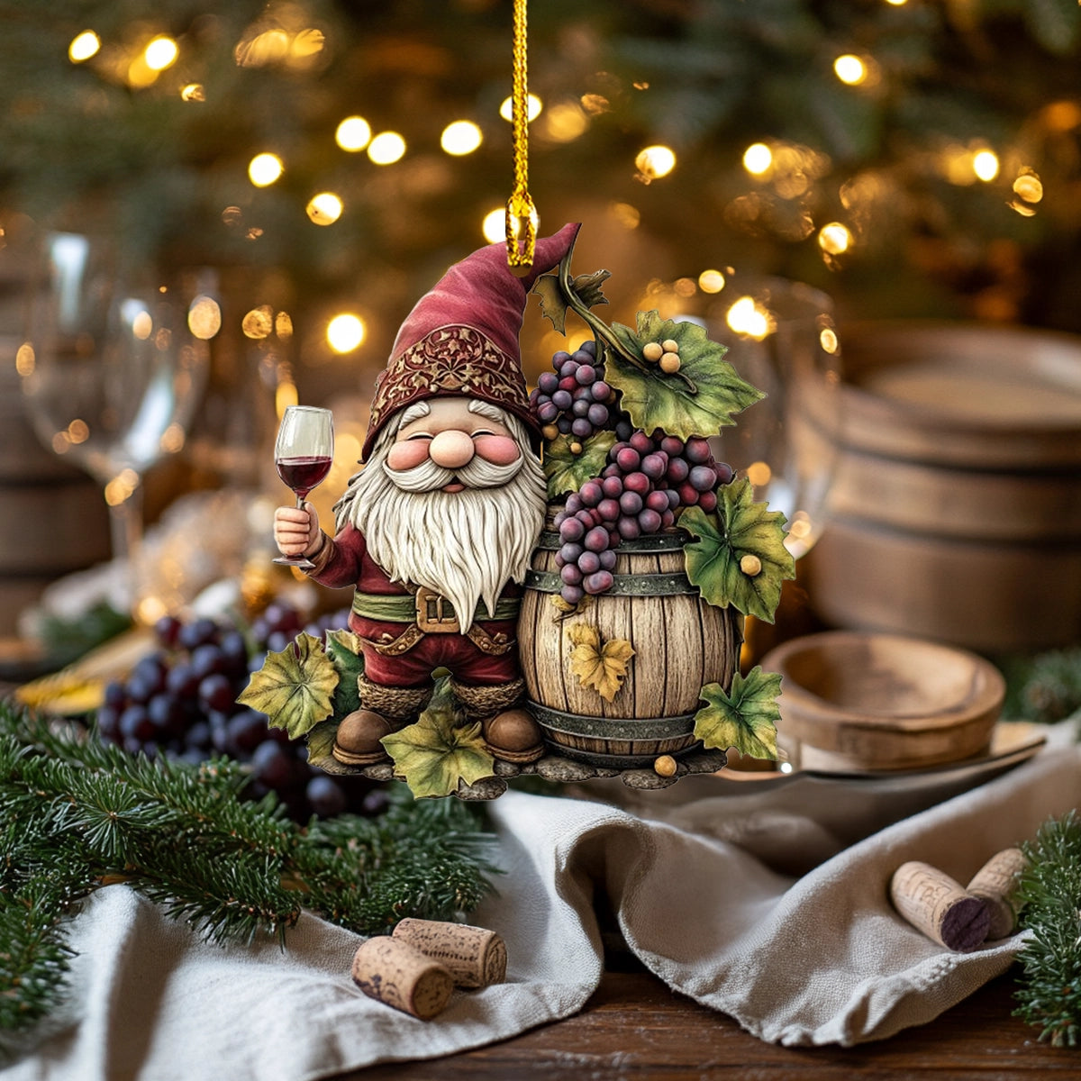 Shineful Acrylic Ornament Wine-Loving Gnome