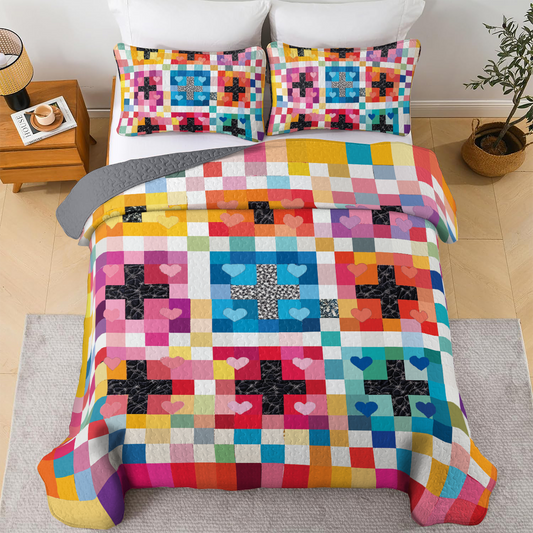 Shineful All Season Quilt 3-Piece Set - Divine Cross of Love