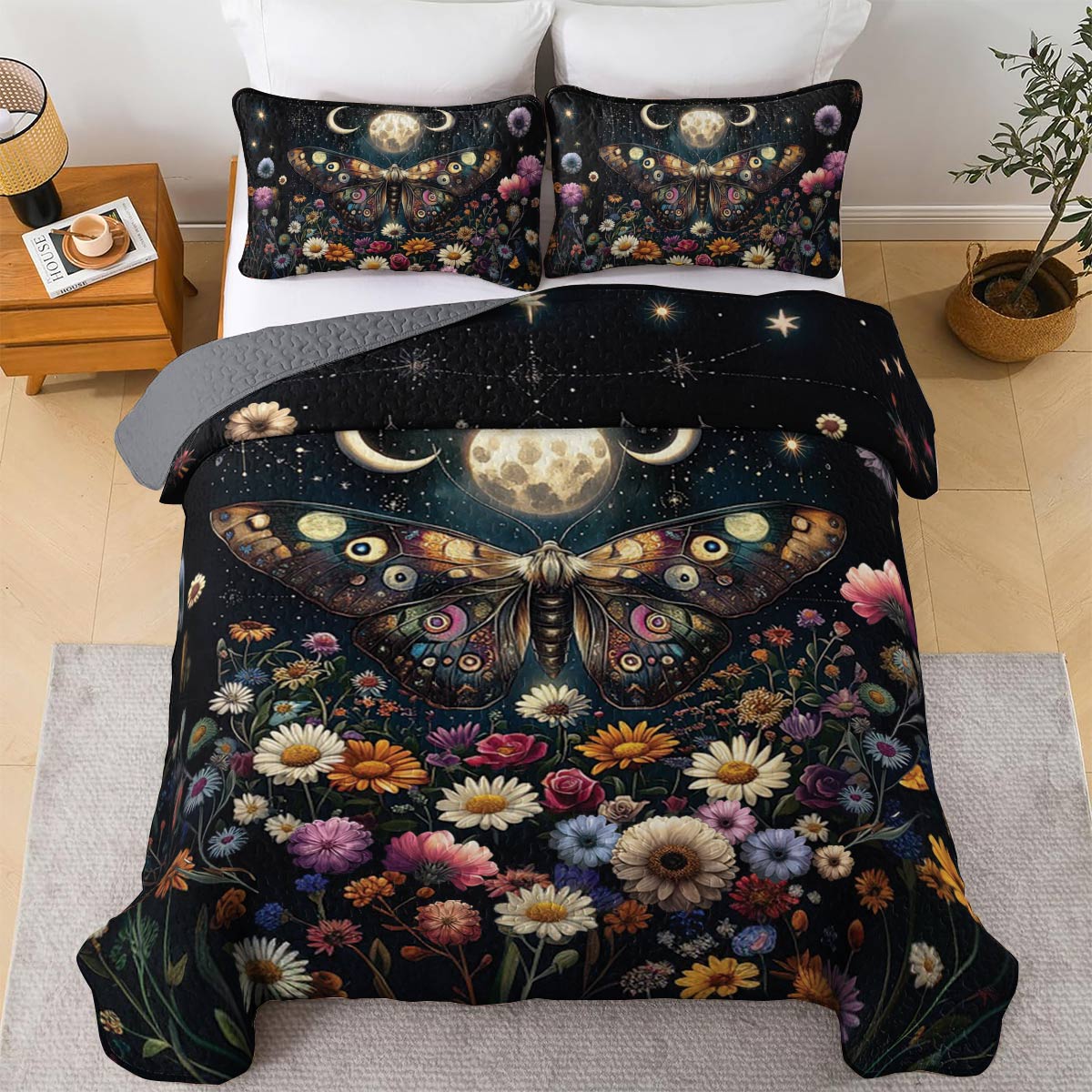 Shineful All Season Quilt 3-Piece Set Enchanted Moth